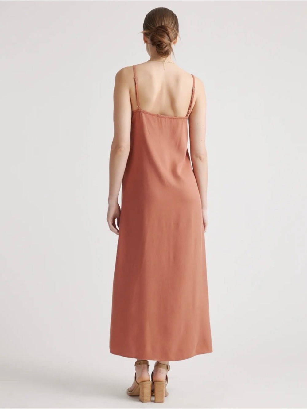 NWOT Quince Vintage Wash Tencel Maxi Slip Dress in Terracotta - Picture 3 of 12